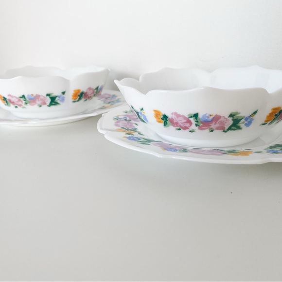 Vintage Arcopal Spain Vintage Floral Bowl & Plate Set – Set of 2 - Picture 1 of 6